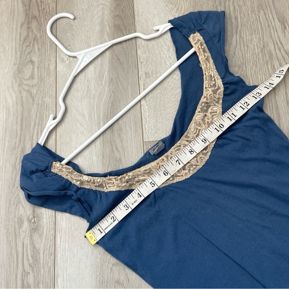 Hollister Y2K Top off shoulder lace beaded womens Blue medium vintage 2000s boho - Picture 3 of 5